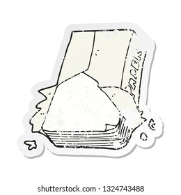retro distressed sticker of a cartoon office paper