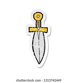 retro distressed sticker of a cartoon old dagger