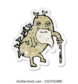retro distressed sticker of a cartoon old potato