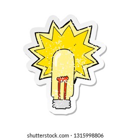 retro distressed sticker of a cartoon old light bulb