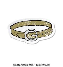 adesivo retro angustiado de um cinto velho de desenho animado