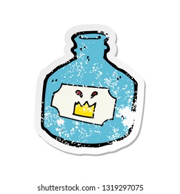 retro distressed sticker of a cartoon old bottle