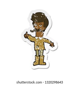 retro distressed sticker of a cartoon old man in poor clothes