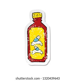 retro distressed sticker of a cartoon old bottle of pills