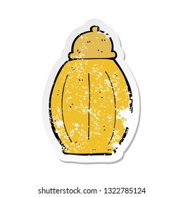 retro distressed sticker of a cartoon old jar
