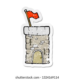 retro distressed sticker of a cartoon old castle tower