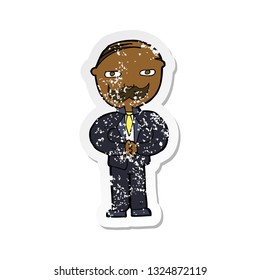 retro distressed sticker of a cartoon old man with mustache