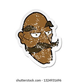 retro distressed sticker of a cartoon old man face