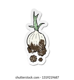 retro distressed sticker of a cartoon organic onion