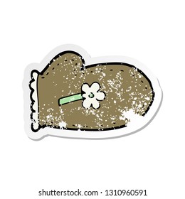 retro distressed sticker of a cartoon oven glove