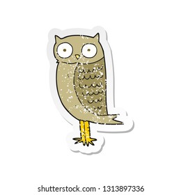 retro distressed sticker of a cartoon owl