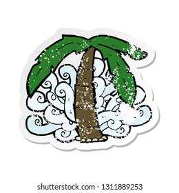 retro distressed sticker of a cartoon palm tree symbol