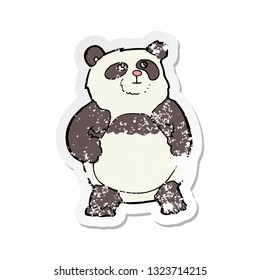 retro distressed sticker of a cartoon panda