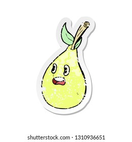 retro distressed sticker of a cartoon pear