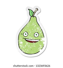retro distressed sticker of a cartoon pear