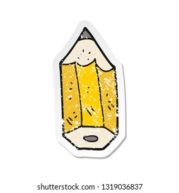 retro distressed sticker of a cartoon pencil stub