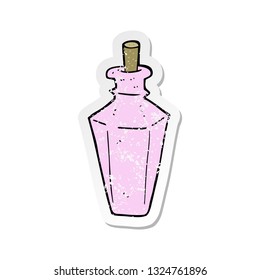 retro distressed sticker of a cartoon perfume fragrance bottle