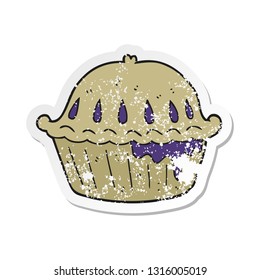 retro distressed sticker of a cartoon pie