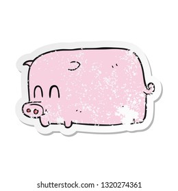 retro distressed sticker of a cartoon pig