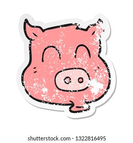 retro distressed sticker of a cartoon pig