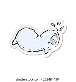 retro distressed sticker of a cartoon pillow