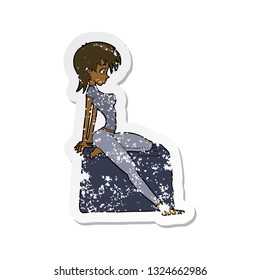 retro distressed sticker of a cartoon pin up pose girl