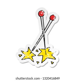 retro distressed sticker of a cartoon pins