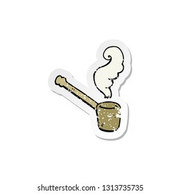 retro distressed sticker of a cartoon pipe smoking