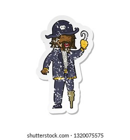 retro distressed sticker of a cartoon pirate captain