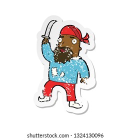 retro distressed sticker of a cartoon pirate