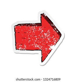 retro distressed sticker of a cartoon pointing arrow sign