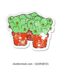 retro distressed sticker of a cartoon potted plants