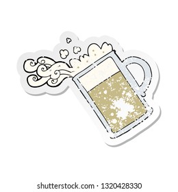 retro distressed sticker of a cartoon pouring beer