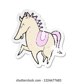 retro distressed sticker of a cartoon prancing horse