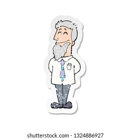 retro distressed sticker of a cartoon psychologist