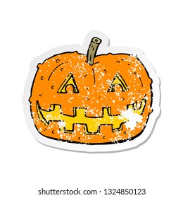 retro distressed sticker of a cartoon pumpkin