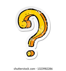 retro distressed sticker of a cartoon question mark