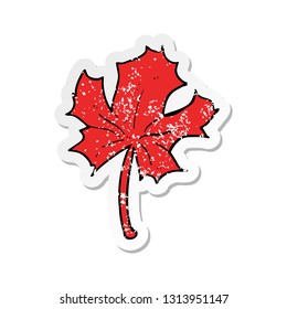 retro distressed sticker of a cartoon red maple leaf