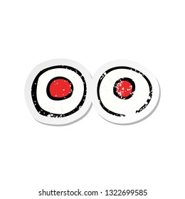 retro distressed sticker of a cartoon red eyes