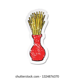 retro distressed sticker of a cartoon reeds in vase