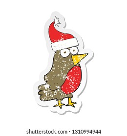 retro distressed sticker of a cartoon robin