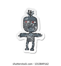 retro distressed sticker of a cartoon robot