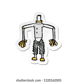 retro distressed sticker of a cartoon robot body