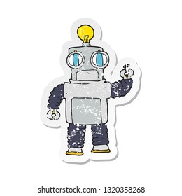 retro distressed sticker of a cartoon robot
