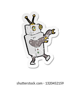 retro distressed sticker of a cartoon robot