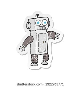 retro distressed sticker of a cartoon robot