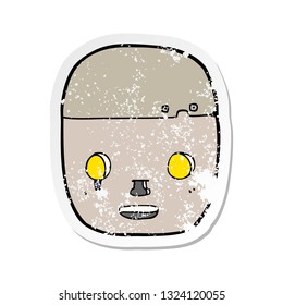 retro distressed sticker of a cartoon robot head