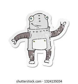 retro distressed sticker of a cartoon robot