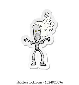 retro distressed sticker of a cartoon robot