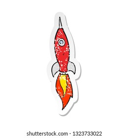 retro distressed sticker of a cartoon rocket